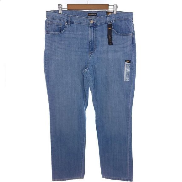 Lee Mid Rise Straight Leg Relaxed Fit Womens 18 Medium Blue Jeans - Picture 1 of 14
